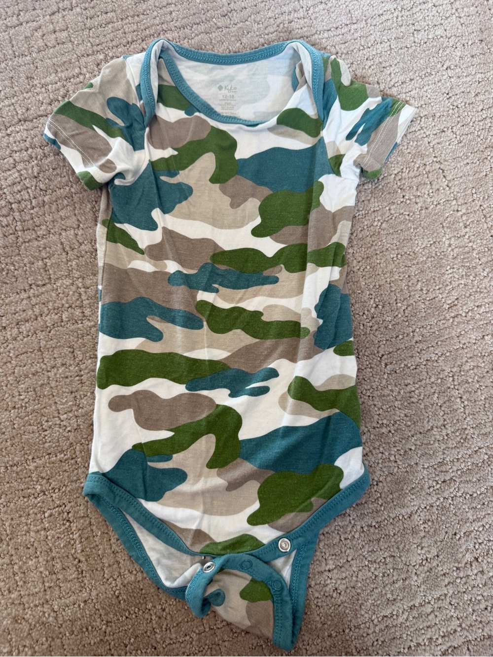 Kyte BABY Camouflage Short Sleeve One-Piece in Green & Blue
